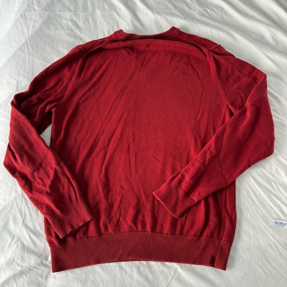 Men’s Express Red Cotton V-Neck Sweater, size medium - Picture 3 of 11